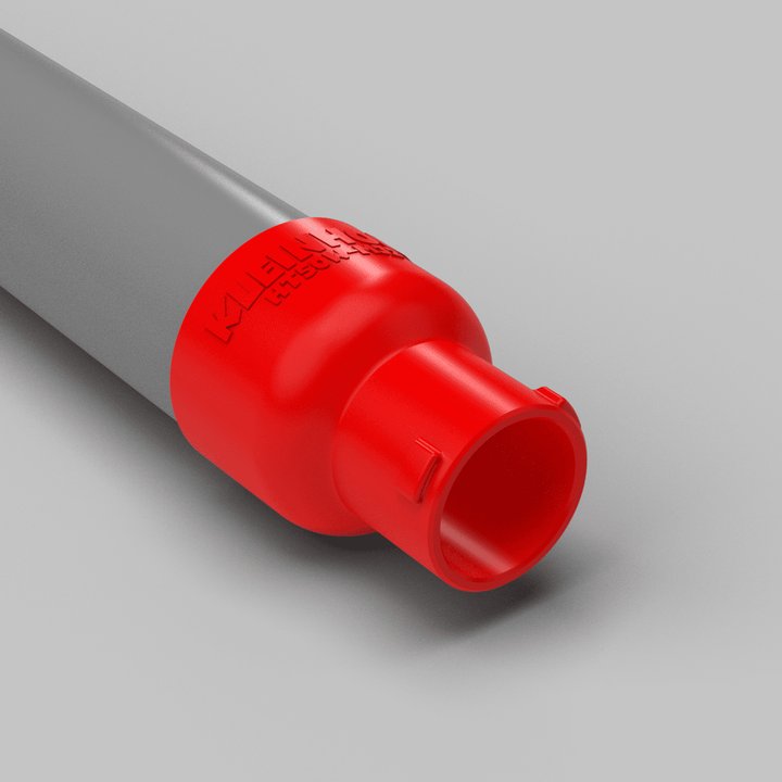 Roter osVAC-M32-Adapter mit Steckstutzen auf einer Röhre